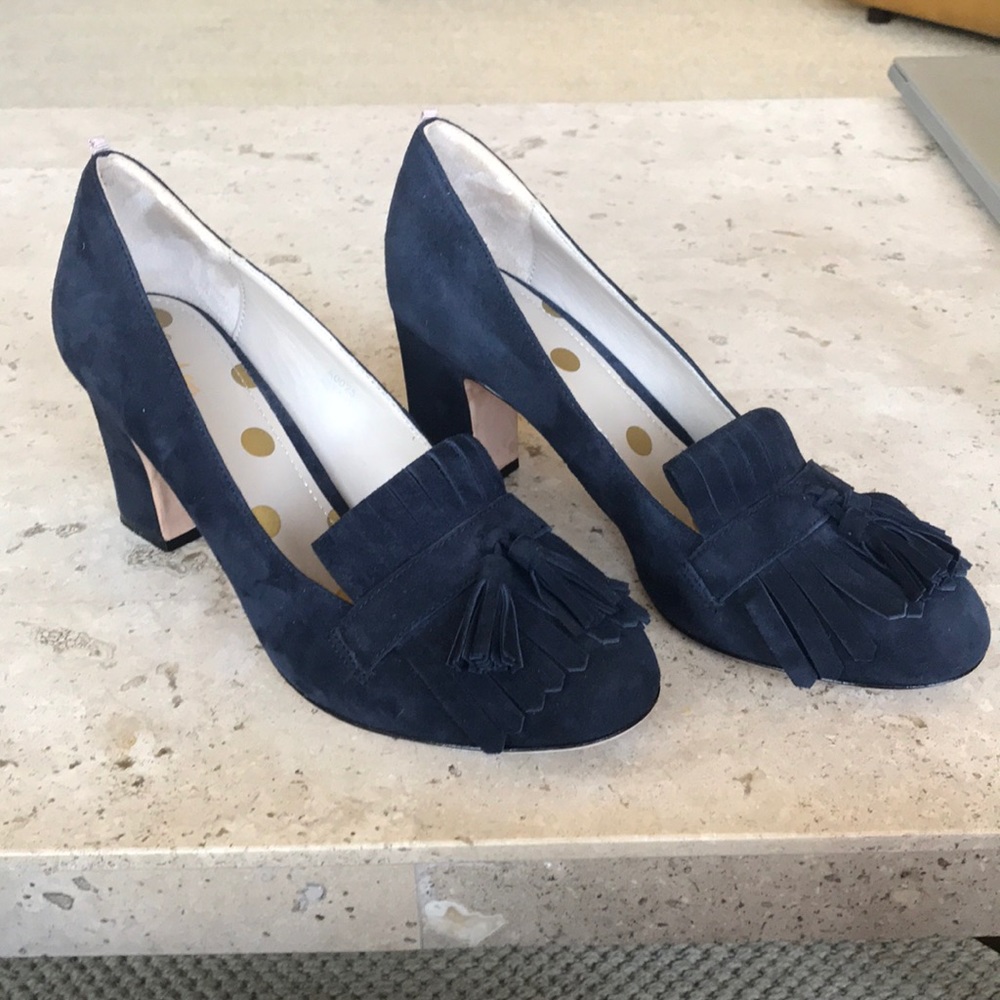 Boden Suede Fringed Block Heel